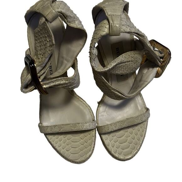 Burberry Womens Beige Tan Leather Snake Embossed Wedge Sandals Size 35 - Picture 1 of 10